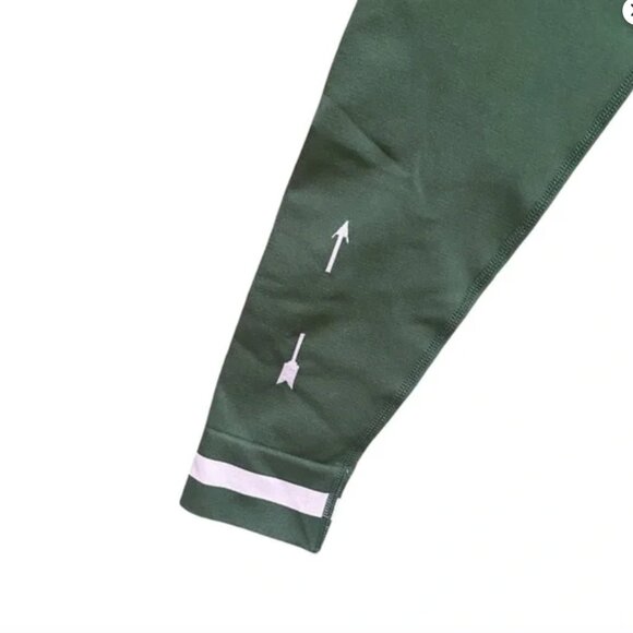 The Upside Form Seamless Midi Leggings Olive Green with Pink Stripe Size M - Picture 6 of 11